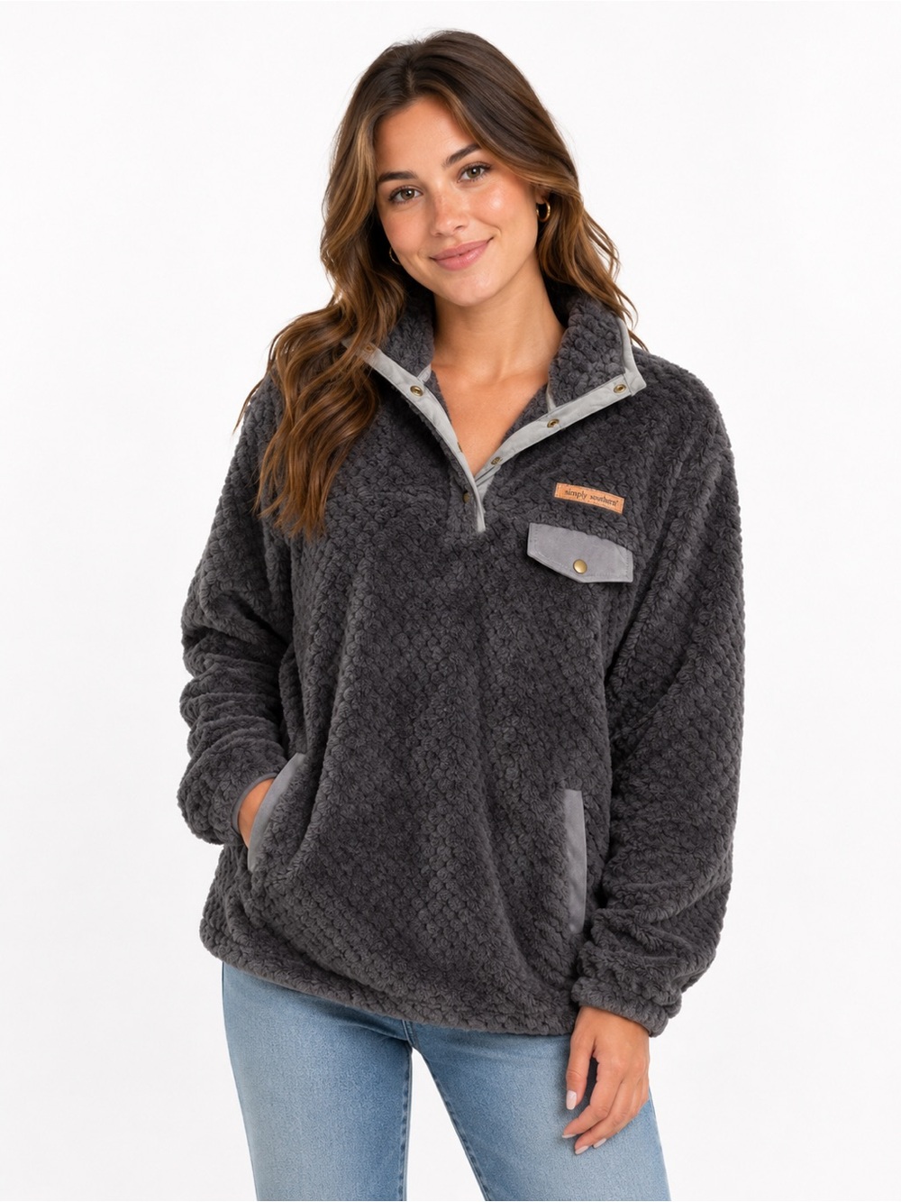 Simply Southern Gray Plush Fleece Pullover